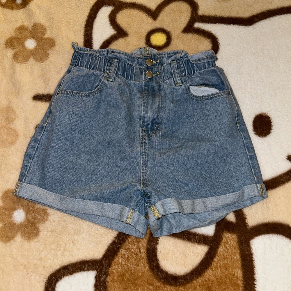 Light wash blue jean shorts